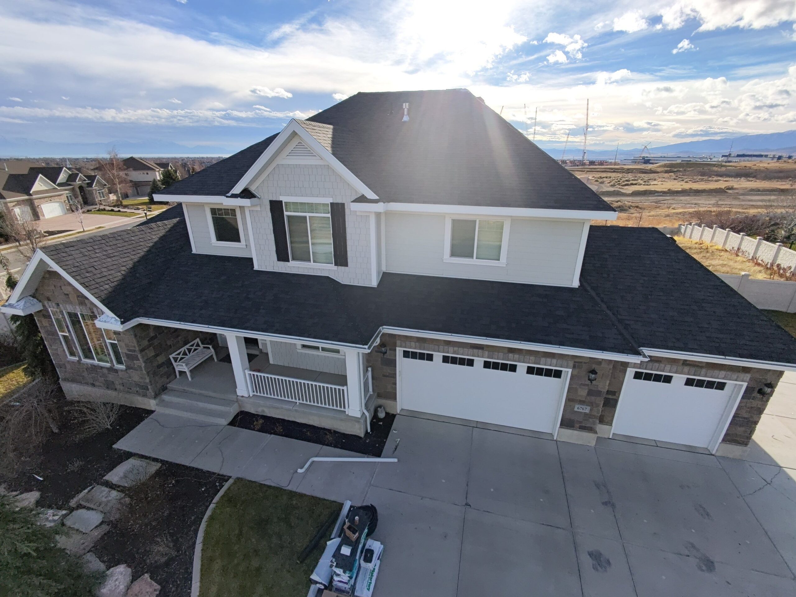 Completed Rooval roof on a two-story Highland, Utah home