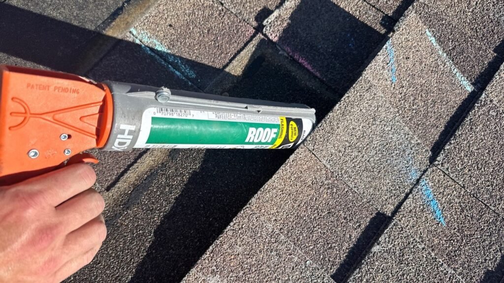 Roof sealant applied during a roof tune-up